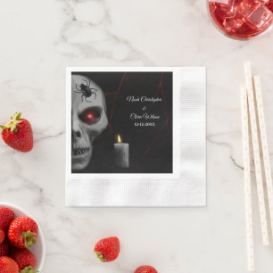 Gothic Skull Spider Candle - Dark Moody Halloween Napkin