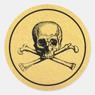 Gothic Skull   Sticker   Gold
