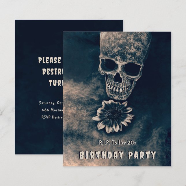 Gothic Skull Sunflower RIP To her 20s Budget (Front/Back)