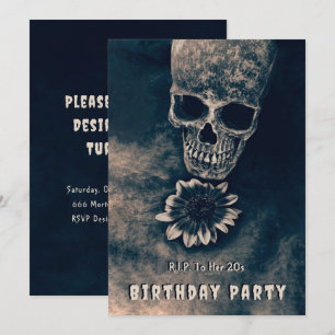 Gothic Skull Sunflower RIP To her 20s Invitation
