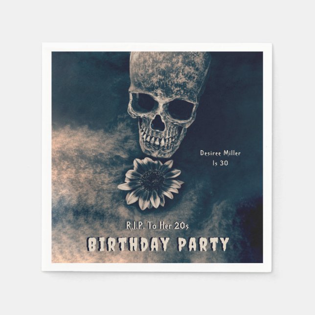 Gothic Skull Sunflower RIP To her 20s Napkin (Front)