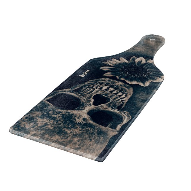 Gothic Skull Sunflower Vintage Antique Cutting Board (Corner)