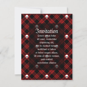 Gothic Skull Tartan Plaid Invitation