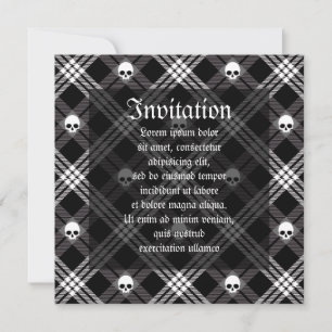 Gothic Skull Tartan Plaid Invitation