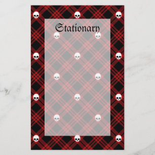Gothic Skull Tartan Plaid Stationery
