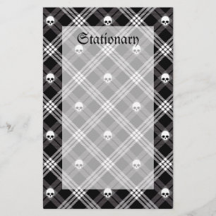 Gothic Skull Tartan Plaid Stationery