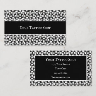 Gothic Skull Tattoo Artist Black And White Pattern Business Card