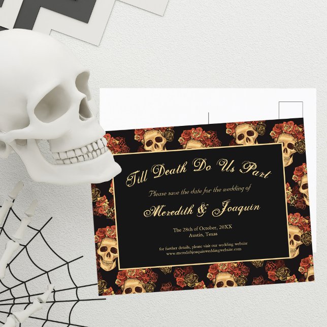 Gothic Skull Till Death Do Us Part Save the Date Announcement Postcard (Creator Uploaded)