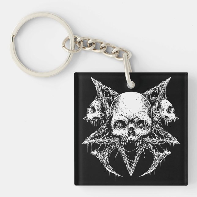 Gothic Skull Trio Key Ring (Front)