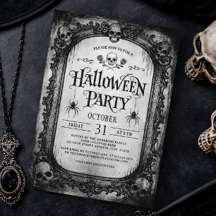 Gothic Skull Victorian Mirror Halloween Party Invitation