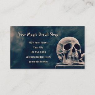 Gothic Skull Vintage Black Grey Old Magic Occult Business Card