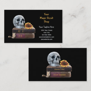 Gothic Skull Vintage Books Sunflower Black Magic Business Card