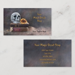 Gothic Skull Vintage Books Yellow Sunflower Magic Business Card