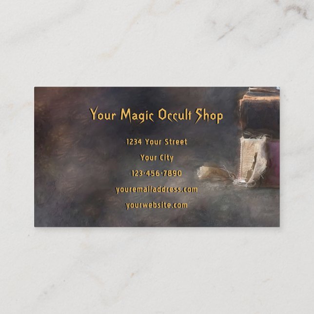 Gothic Skull Vintage Magic Occult Books Business Card (Back)