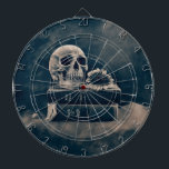 Gothic Skull Vintage Old Books Cyanotype Macabre Dartboard<br><div class="desc">Skull head Gothic antique vintage black and white cyanotype old books sunflower Halloween theme macabre dartboard game. Typography reads Magic Potions Volume 1 and Book Of Spells. Image copyright Marg Seregelyi Photography.</div>