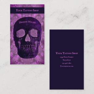 Gothic Skull Vintage Purple Negative Tattoo Shop Business Card