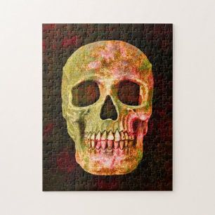 Gothic Skull Vintage Retro Red Green Scary Jigsaw Puzzle