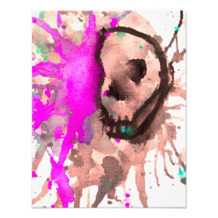 Gothic Skull Watercolor Halloween Art Design  Photo Print