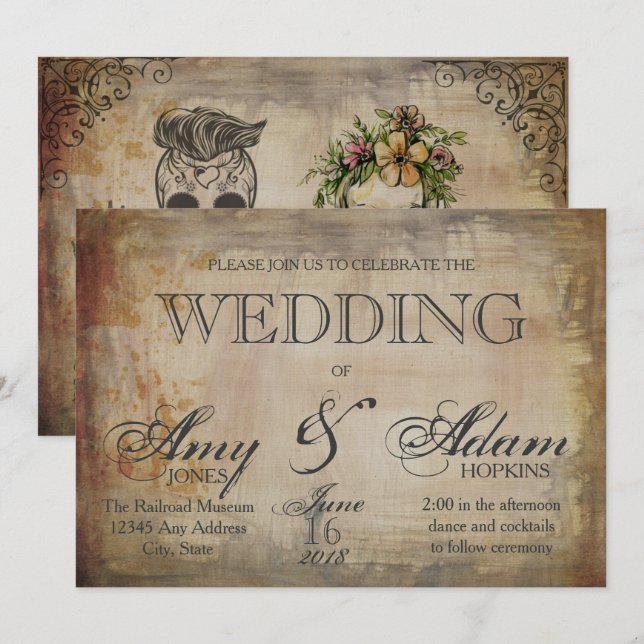Gothic Skull Wedding Invitation (Front/Back)