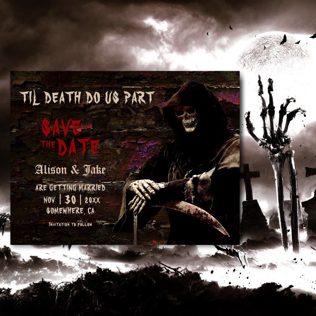 Gothic Skull Wedding Save The Date Announcement Postcard (Creator Uploaded)