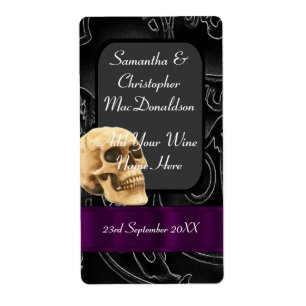 Gothic skull wedding wine bottle