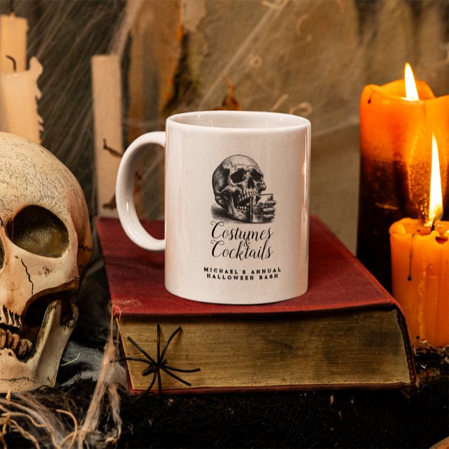 Gothic Skull Whiskey Vintage Halloween Party  Mug (Creator Uploaded)