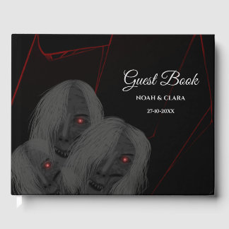 Gothic Skull White Ghosts- Dark Moody Halloween Guest Book