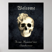 Gothic Skull White Roses Personalised Halloween