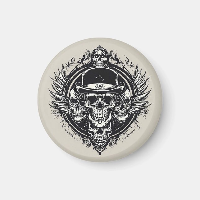 Gothic Skull Wings Decor For Goth Lovers Fridge  Magnet (Front)