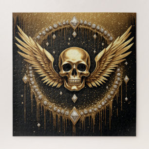 💎 Gothic Skull Wings Logo For Alternative Gifts ☠ Jigsaw Puzzle