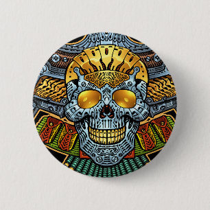 Gothic Skull with Guns and Bullets by Al Rio 6 Cm Round Badge