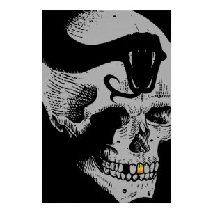 Gothic Skull with Snake Poster