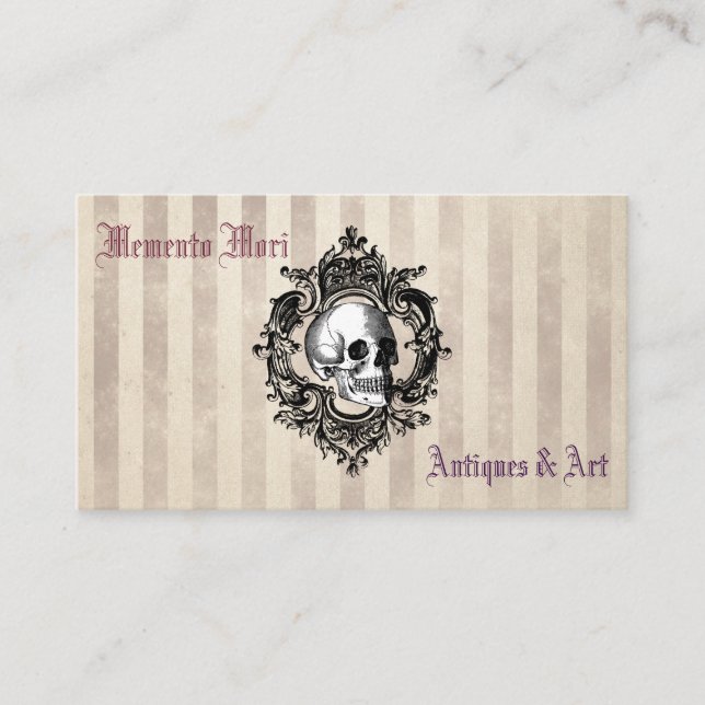Gothic Skull With Stripes Business Card (Front)