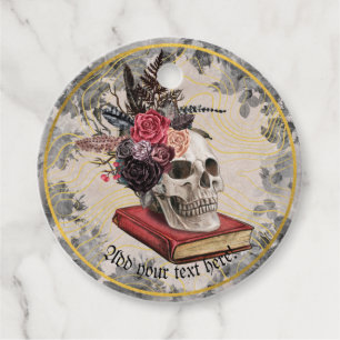 Gothic Skull with Vintage Floral Headdress Favour Tags