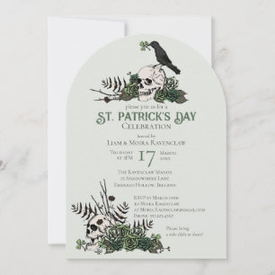 Gothic Skulls and Clovers St Patrick's Celebration Invitation