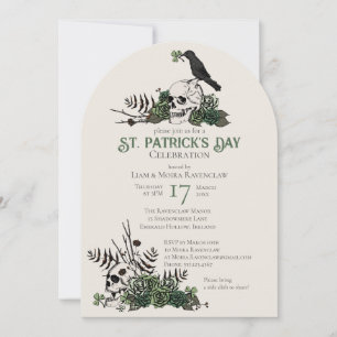 Gothic Skulls and Clovers St Patrick's Celebration Invitation
