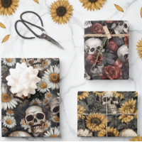 Gothic Skulls and Flowers Pattern