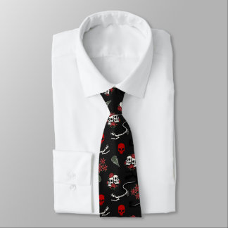Gothic Skulls and Roses Halloween Pattern Tie