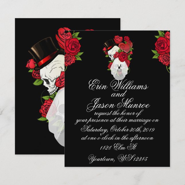 Gothic Skulls and Roses Invitation (Front/Back)