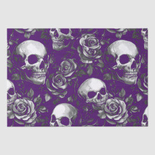 Gothic Skulls And Roses Purple Tissue Paper
