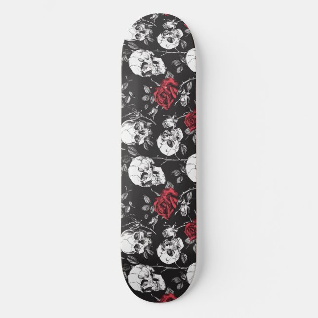 Gothic Skulls and Roses Skateboard (Front)