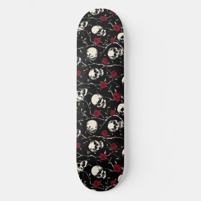 Gothic Skulls and Roses Skateboard (Front)
