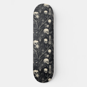 Gothic Skulls Black Cats and Spiders Skateboard