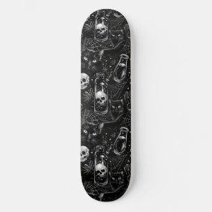 Gothic Skulls Black Cats and Spiders Skateboard