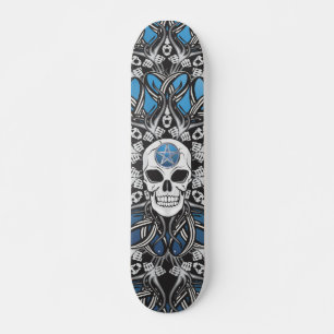 Gothic Skulls - Blue Skateboard