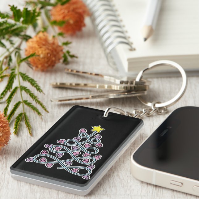 Gothic Skulls Christmas Tree Keychain (Front Right)