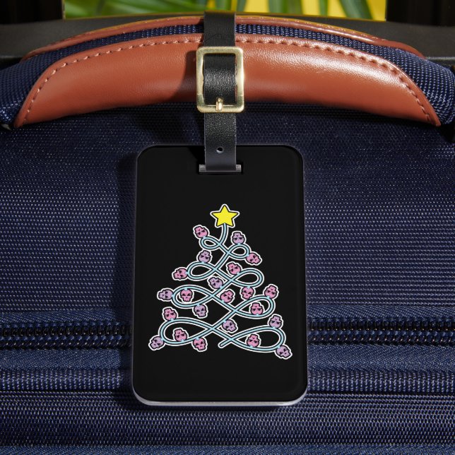 Gothic Skulls Christmas Tree Luggage Tag (Front Insitu 2)