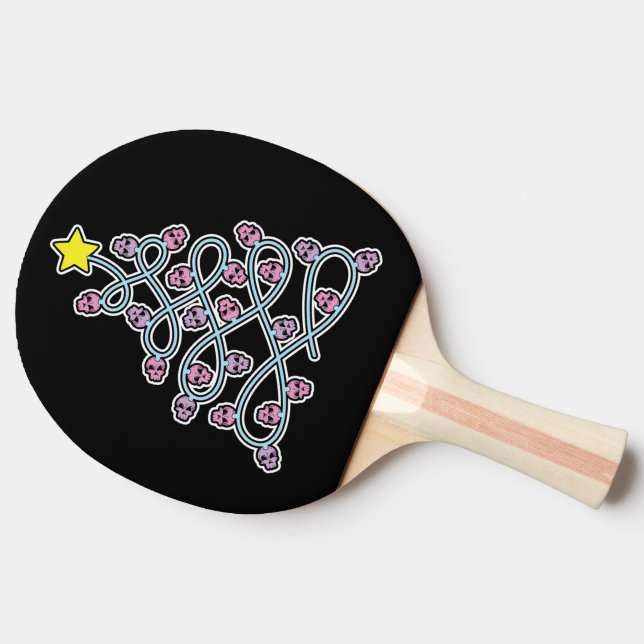Gothic Skulls Christmas Tree Ping Pong Paddle (Back Side)