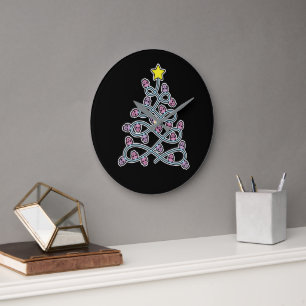 Gothic Skulls Christmas Tree Wall Clock