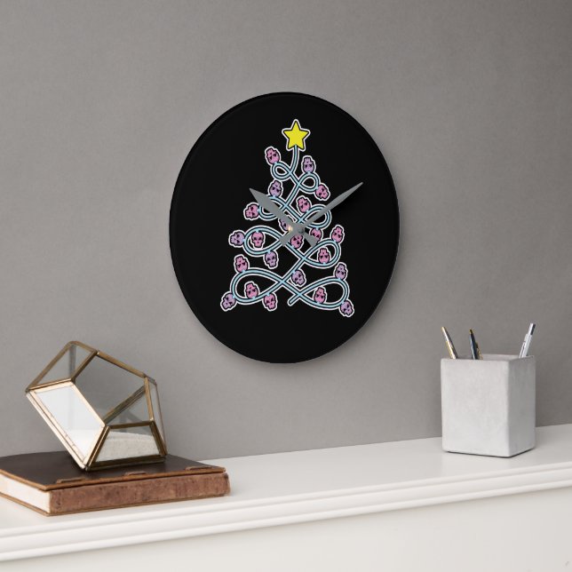 Gothic Skulls Christmas Tree Wall Clock (Office)